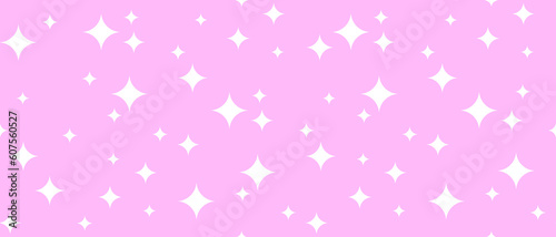 Simple Vintage Y2K Style Starry Seamless Vector Pattern. Trendy Geometric Print with White Stars Isolated on a Bright Pink Background. Creative Minimalist Endless Design ideal for Fabric. RGB Color.