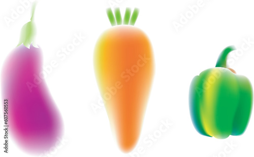 illustration, vector for a variety of vegetables, eggplant, carrot, green pepper