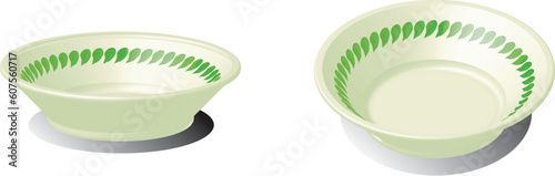 a vector, illustration for a 3d bowl with leaf texture design