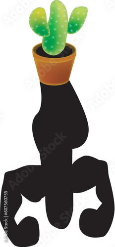 A illustration, vector for a cactus becomes a muscle-man, metaphors