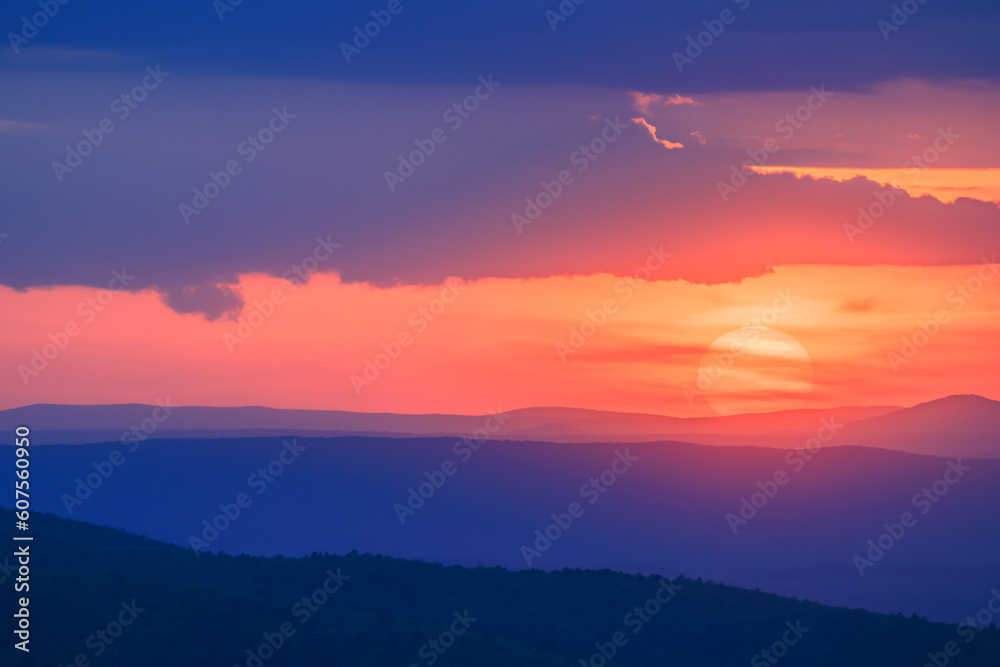 Colorful Sunset in Blue Ridge Mountains