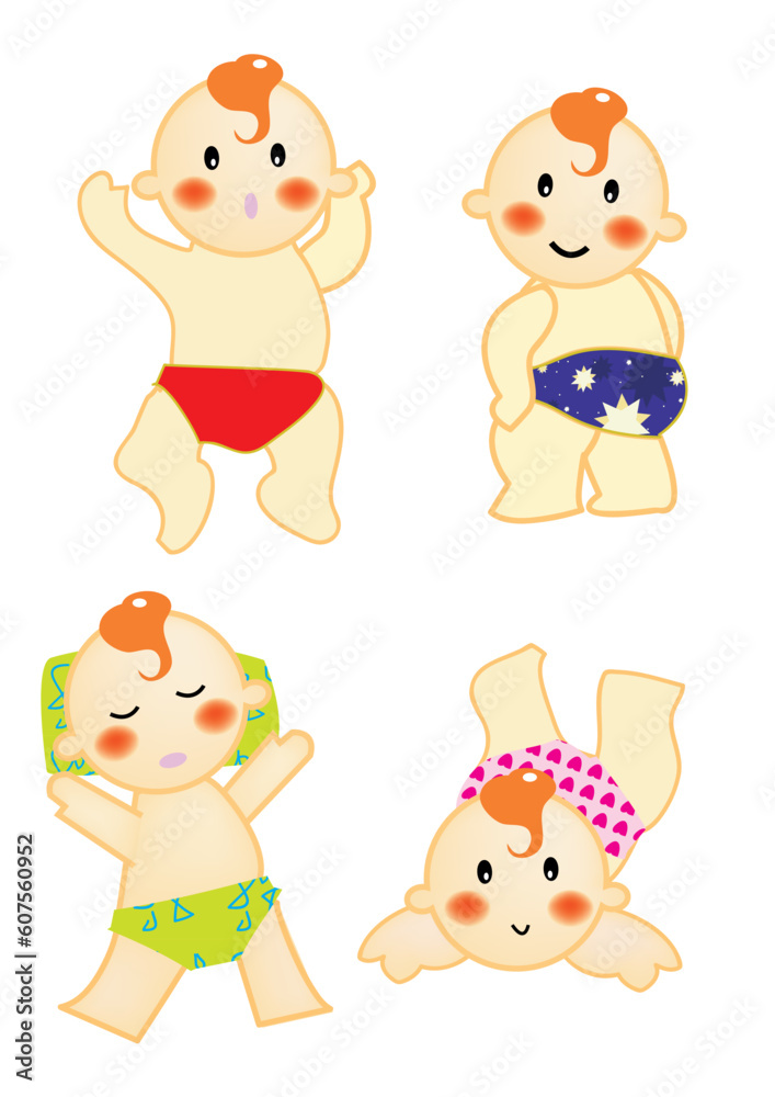 A series of baby action, dancing, smiling, sleeping, crawling, rolling, vector, illustration A series of baby action, dancing, smiling, sleeping, crawling, rolling, vector, illustration