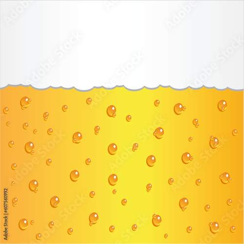 Glass of beer with bubbles and foam