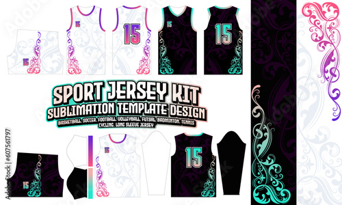 Floral Jersey Design Apparel Sublimation layout Soccer Football Basketball volleyball Badminton Futsal