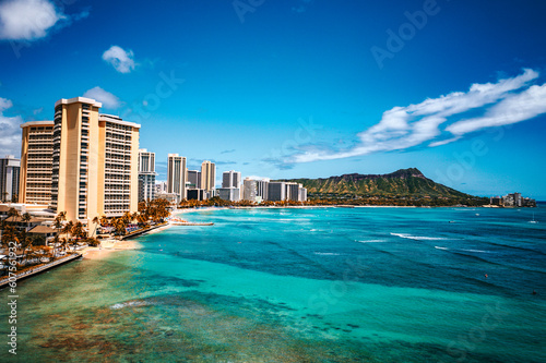 Aerial Splendor: Waikiki's Breathtaking Coastal Panorama Featuring Diamond Head © BEEWHYLD