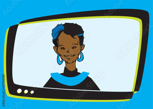 speaker on screen - telecommunication cartoon style