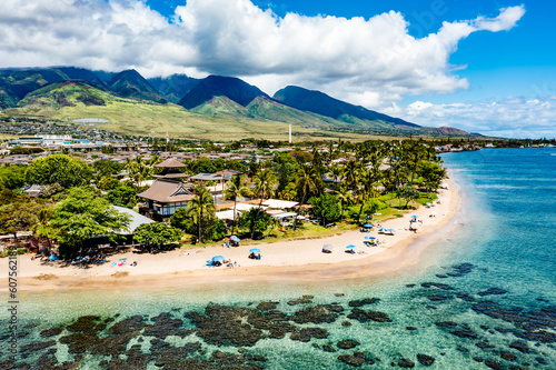 Aerial Splendor: Captivating Coastal Maui and the Pristine Reef in Crystal-clear Waters photo