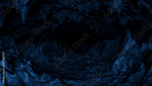 Journey Through Deep Dark Rocky Cave With Stalactites And Stalagmites - Abstract Background Texture