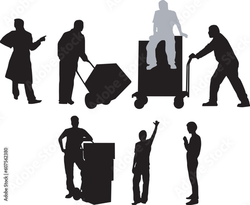 Workshop workers with barrows