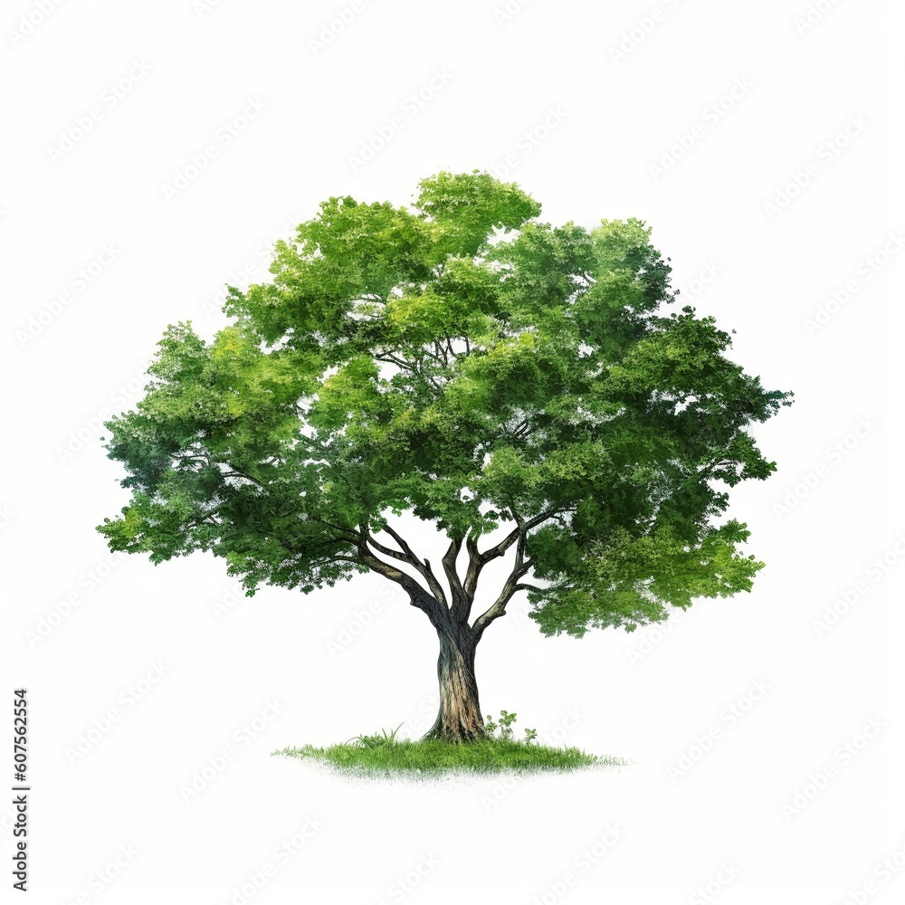 Green tree on a white background. Green tree on a white background.