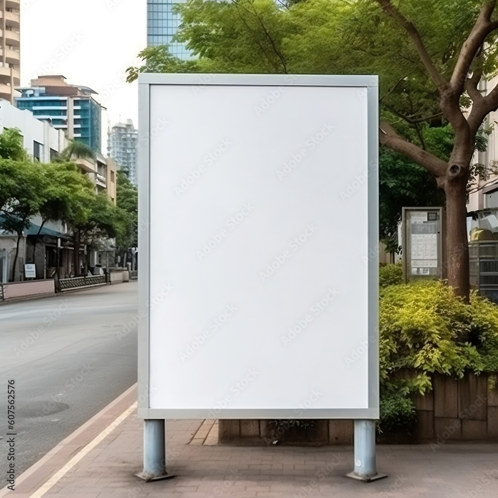 Blank advertising billboard in public space with copy space area, generative AI Blank advertising billboard in public space with copy space area, generative AI
