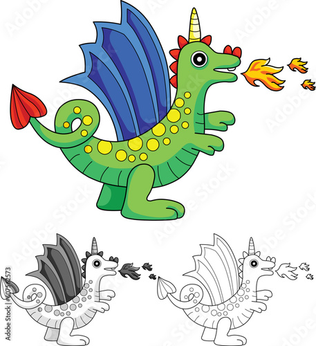 A vector cute dragon illustration.