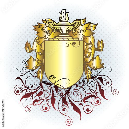vector crest element with red ribbon