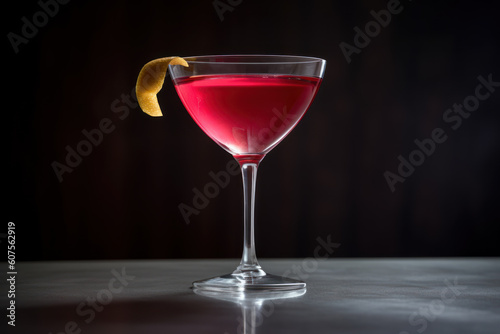 A glass of classic Cosmopolitan. AI