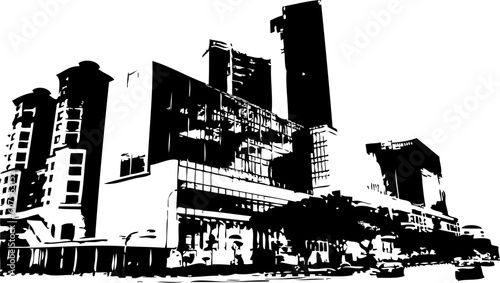 Building silhouette - Grunge styled urban background.