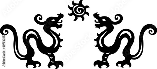 Traditional paper cut of a dragon.(fifth of Chinese Zodiac).