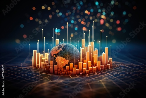graphic background Business and economic growth on a global business network