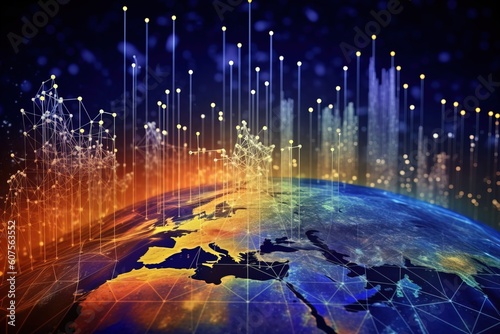 graphic background Business and economic growth on a global business network