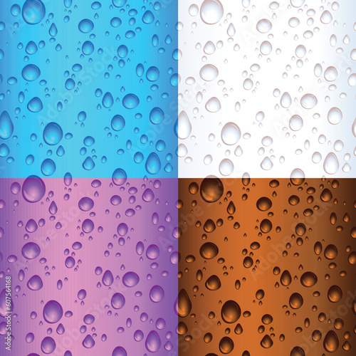 Different coloured seamless tile water drop backgrounds