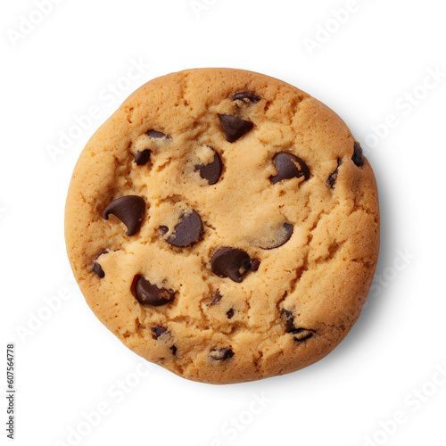 Chocolate chip cookie isolated on white and transparent background  png