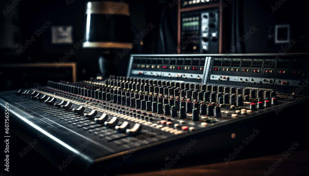 Professional sound engineer working at recording studio generated by AI