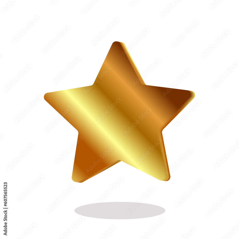 Fototapeta premium Gold star metal gradient sign.
