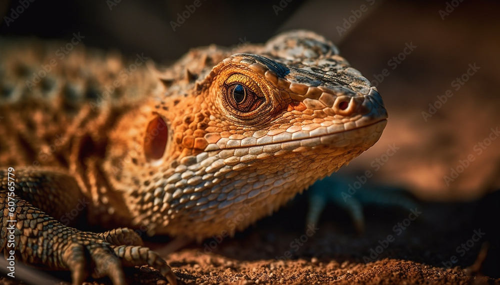 gecko crawls on branch in forest generated by AI gecko crawls on branch in forest generated by AI
