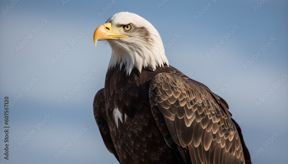 Majestic bald eagle perching, talons in motion generated by AI Majestic bald eagle perching, talons in motion generated by AI