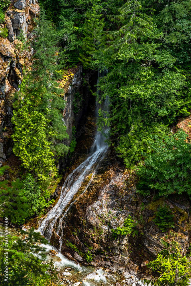 Picutresque gentle Gorge Creek Falls in Rockport WA NW Cascades