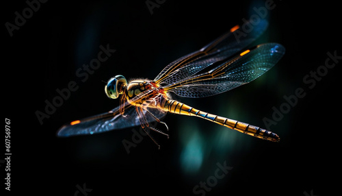 Dragonfly wing in vibrant macro beauty generated by AI © Jeronimo Ramos