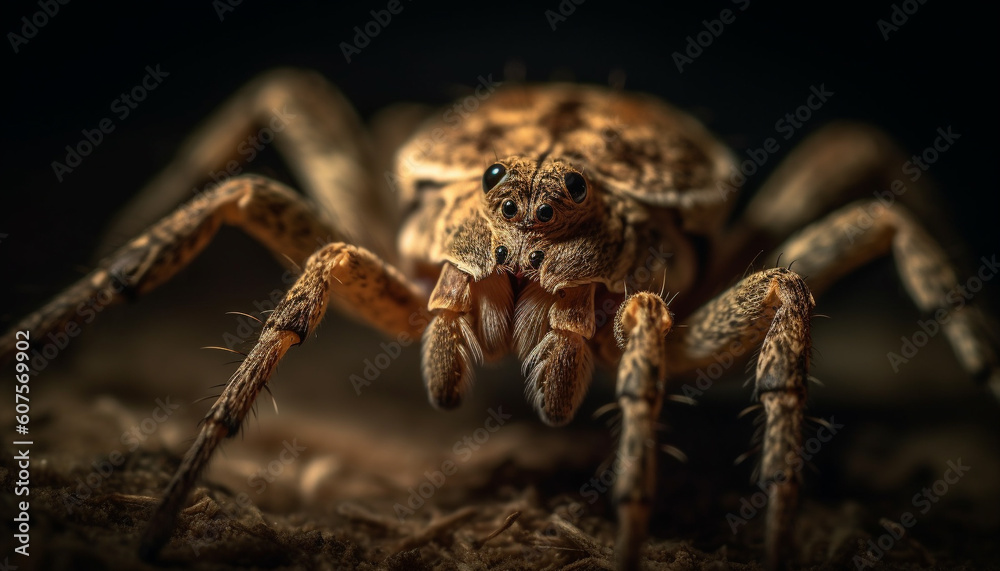 Spooky tarantula crawling in extreme generated by AI