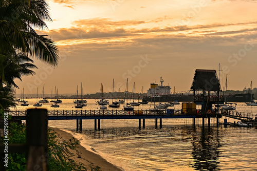 Photography Changi beach in Singapore at Sunset