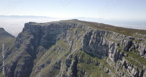 4K Aerial drone footage of Table Mountain in Cape Town, South Africa. Spectacular aerial view.