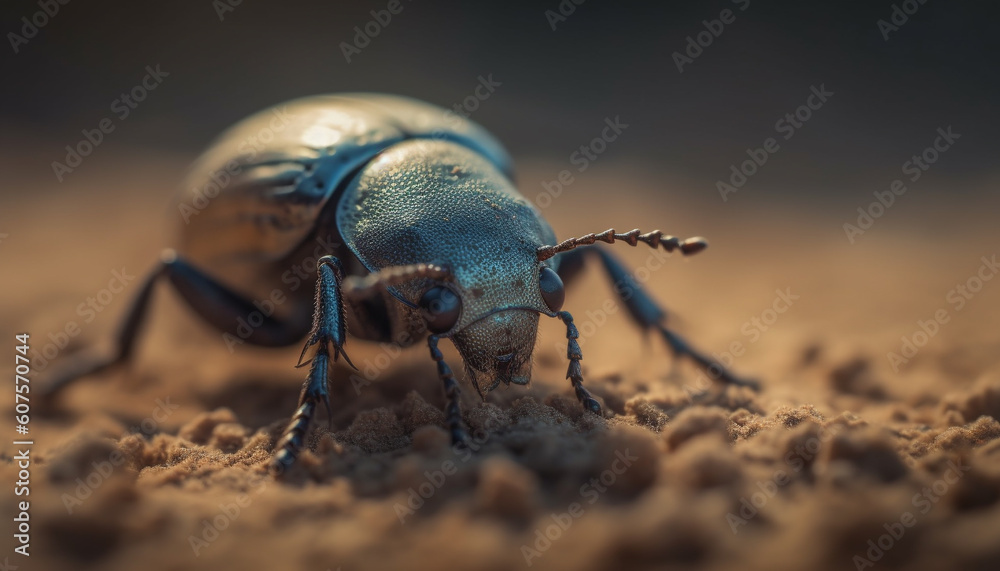 Small weevil crawls on green plant leaf generated by AI Small weevil crawls on green plant leaf generated by AI