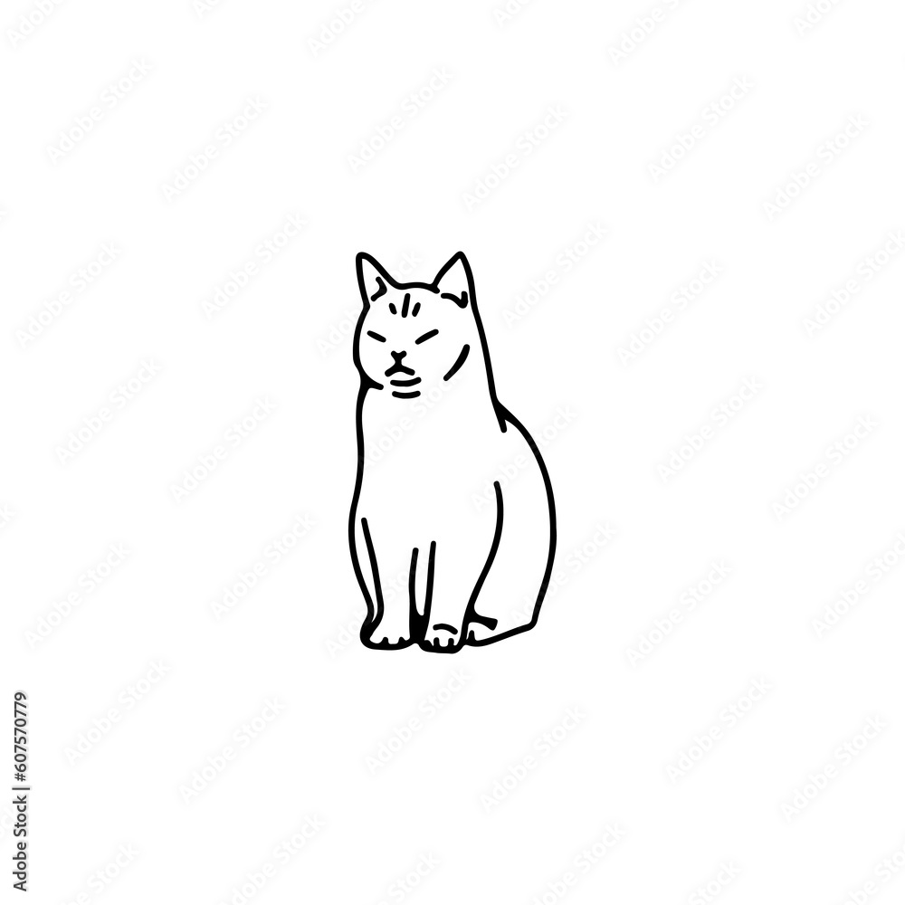 vector doodle illustration of a sitting cat vector doodle illustration of a sitting cat