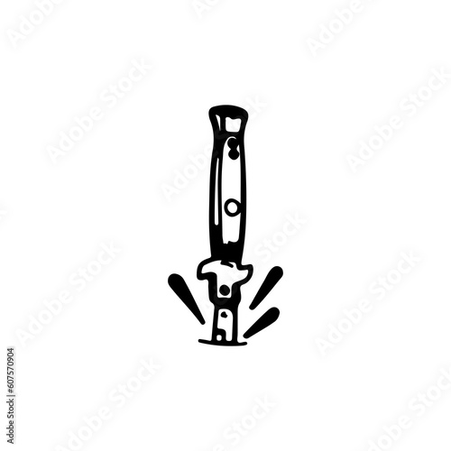 vector illustration of knife sticking concept