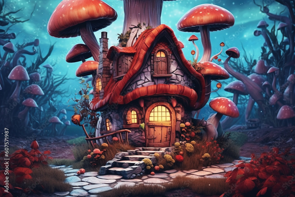 Fototapeta premium mushrooms in the forest with ai generative