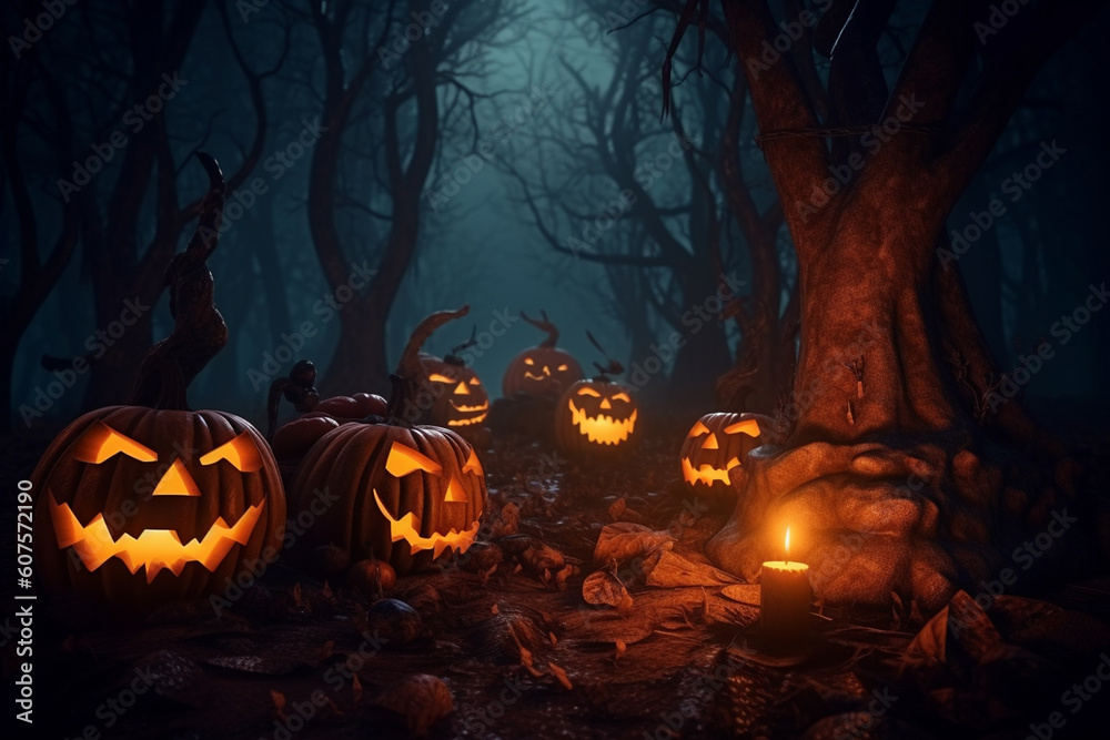 halloween pumpkin with bats generative ai technology halloween pumpkin with bats generative ai technology