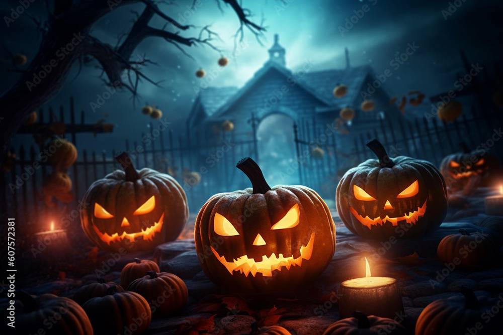 halloween background with pumpkin generative ai technology halloween background with pumpkin generative ai technology
