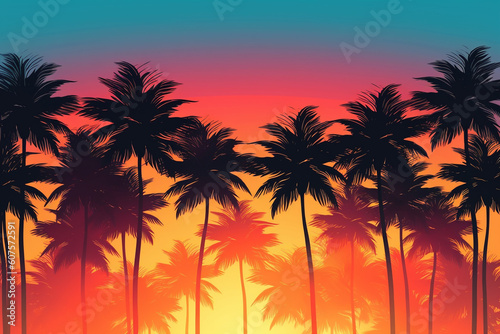 palm trees at sunset generative ai technology © Abu