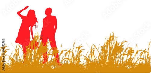 young couple out walking on a summer evening