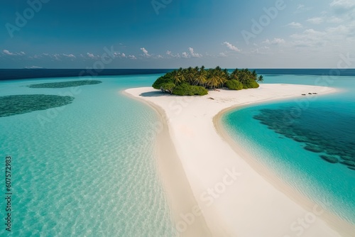 The Maldives Ocean Tropical Beach. Generative AI