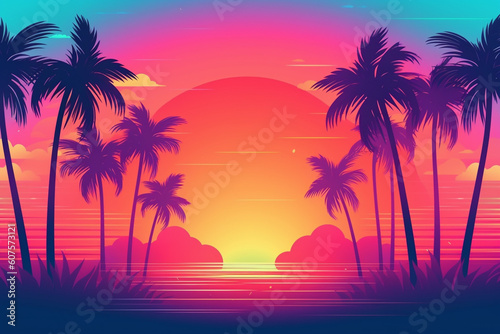 sunset on the beach ai generative