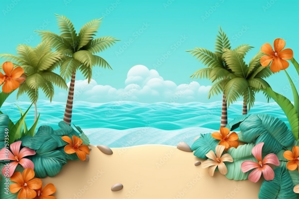 beach with palm trees and sea ai generative beach with palm trees and sea ai generative