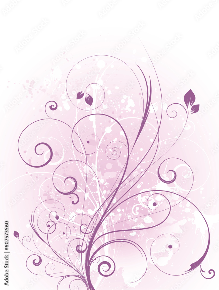 Abstract floral design on grunge background Abstract floral design on grunge background