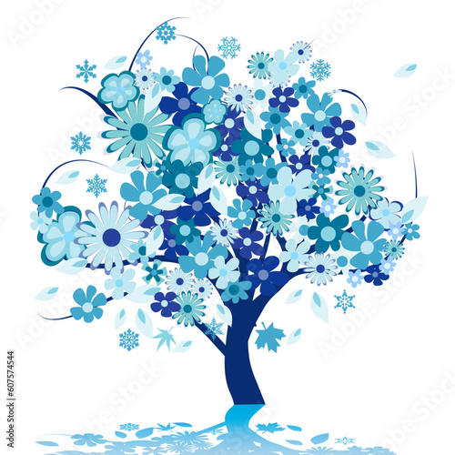 Abstract tree with flowers vector illustration
