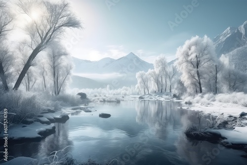 Beautiful Winter landscape. Fantasy winter forest landscape
