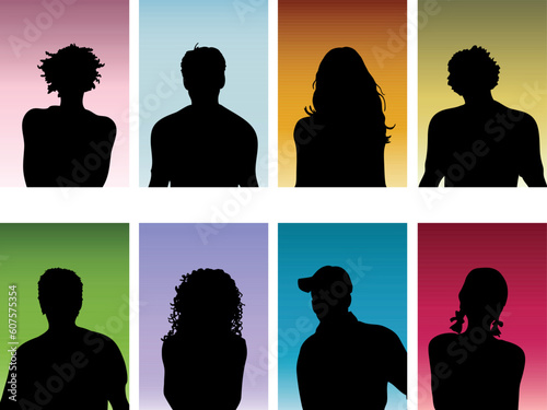 Silhouettes of peoples heads