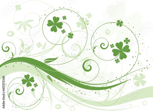 Abstract floral design with shamrock