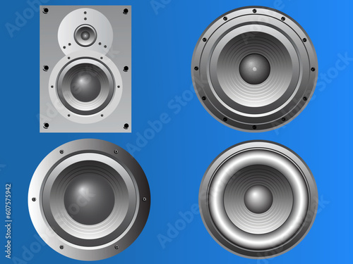 4 Pub and Disco style Loudspeakers in vector format